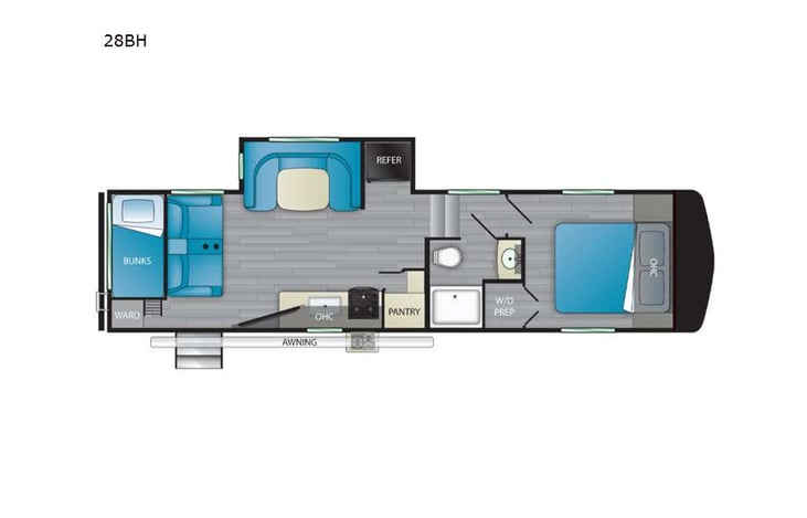 Representative floor plan provided by a trusted RVshare partner.