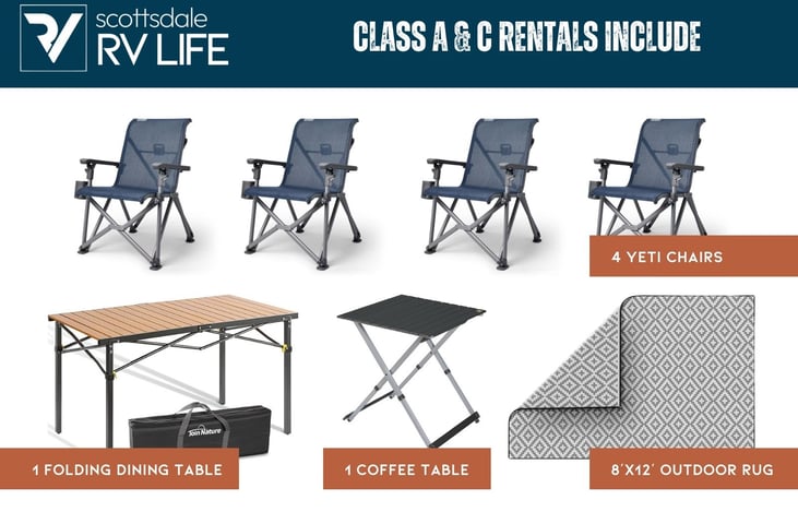 All our Class A & C coaches include these amenities for FREE!