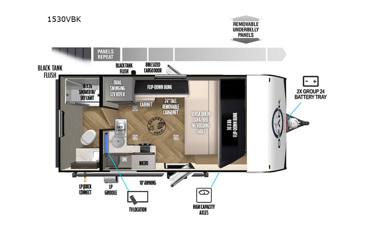 Representative floor plan provided by a trusted RVshare partner.
