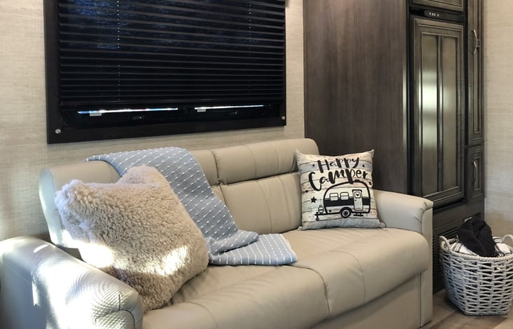 Comfortable sofa converts to a full size bed for additional sleeping space.