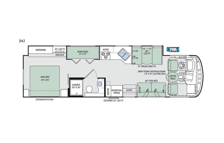 Representative floor plan provided by a trusted RVshare partner.