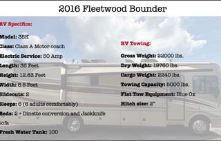 Chief Carl's Caravan- 2016 Fleetwood Bounder 35K