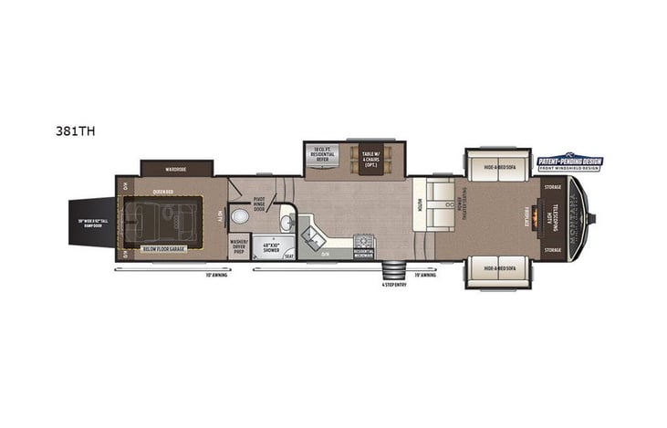 Representative floor plan provided by a trusted RVshare partner.