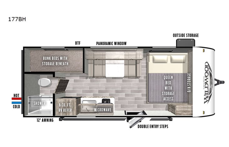 Representative floor plan provided by a trusted RVshare partner.