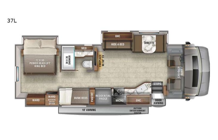 Representative floor plan provided by a trusted RVshare partner.