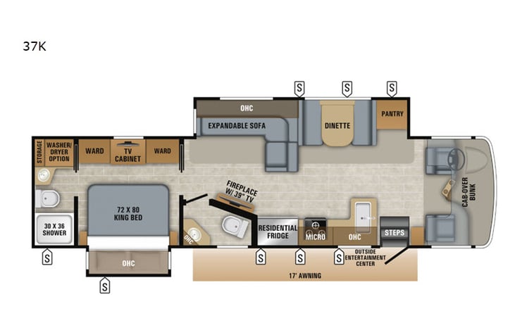 Representative floor plan provided by a trusted RVshare partner.
