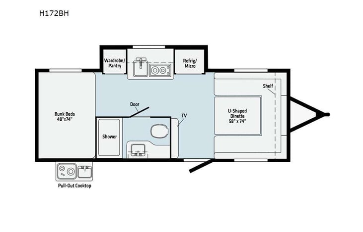 Representative floor plan provided by a trusted RVshare partner.