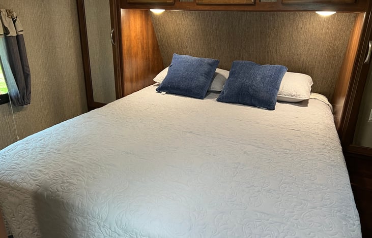 Master Queen private room, with his and her closets and storage cabinets.