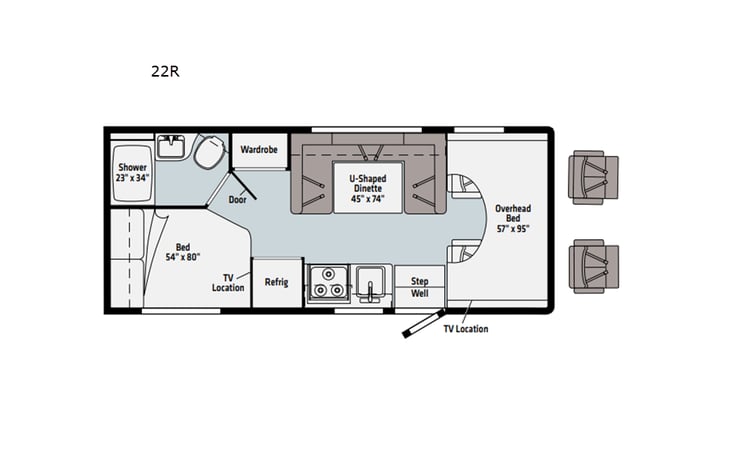 Representative floor plan provided by a trusted RVshare partner.