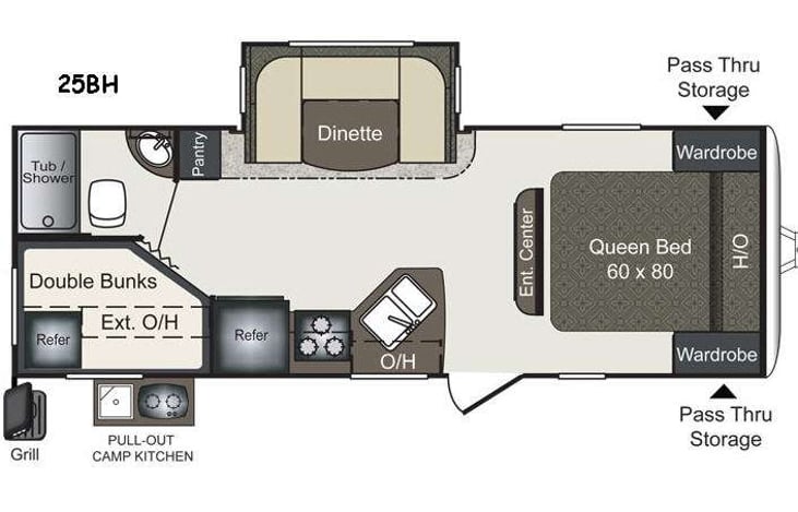 Representative floor plan provided by a trusted RVshare partner.