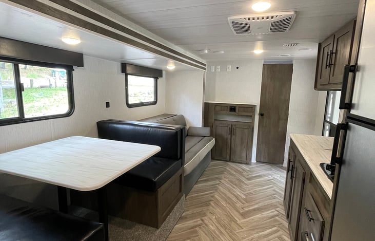 View of the inside from the bunkbeds.