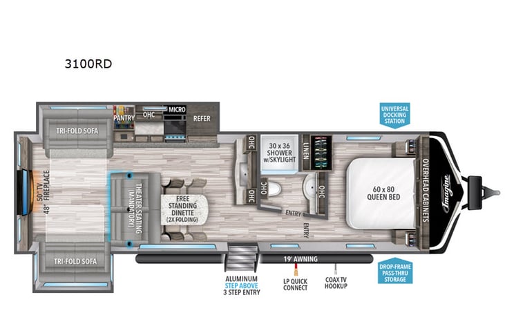 Representative floor plan provided by a trusted RVshare partner.
