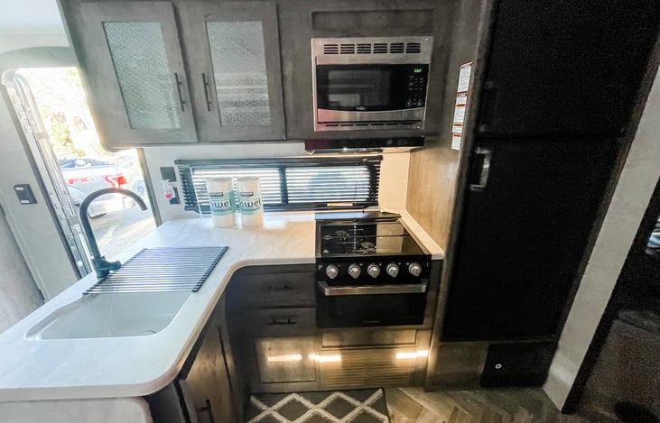 Close up of the kitchen.