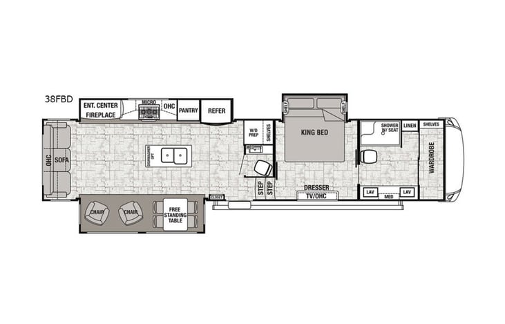 Representative floor plan provided by a trusted RVshare partner.