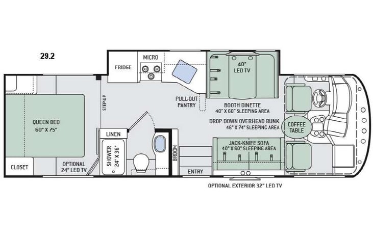Representative floor plan provided by a trusted RVshare partner.