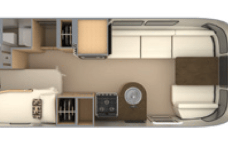 Bunk floor plan - kids fight over the bunk above Queenish-bed