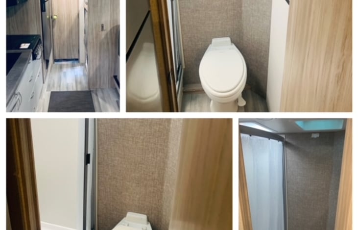 Private shower and toilet space