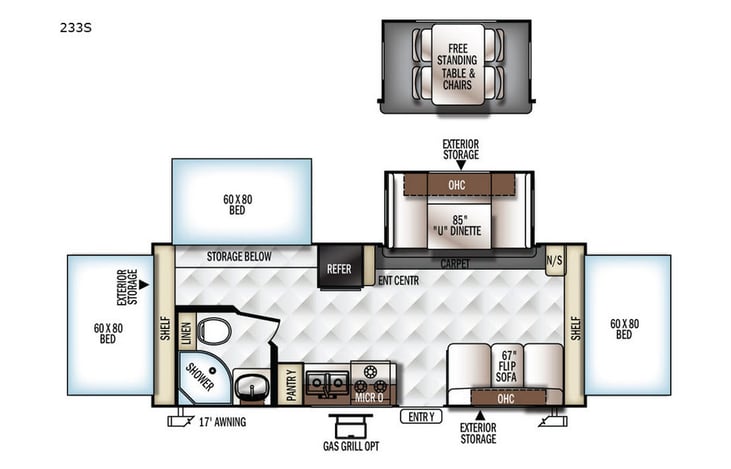 Representative floor plan provided by a trusted RVshare partner.