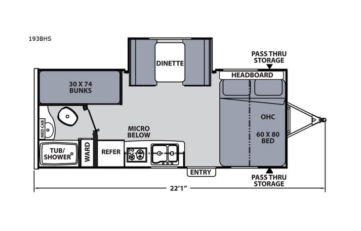 Representative floor plan provided by a trusted RVshare partner.