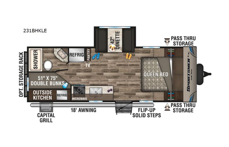 Representative floor plan provided by a trusted RVshare partner.