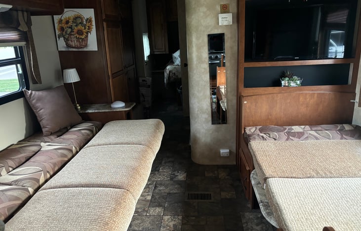 Sofabed and Tablebed both open for sleeping