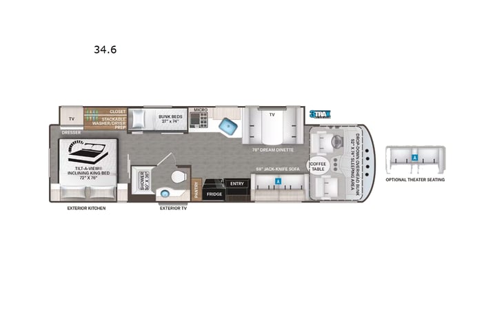 Representative floor plan provided by a trusted RVshare partner.