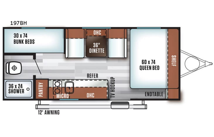 Representative floor plan provided by a trusted RVshare partner.