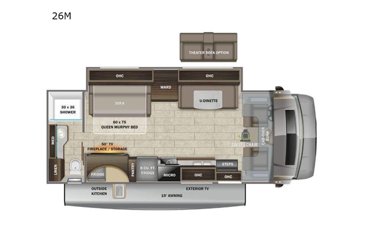 Representative floor plan provided by a trusted RVshare partner.