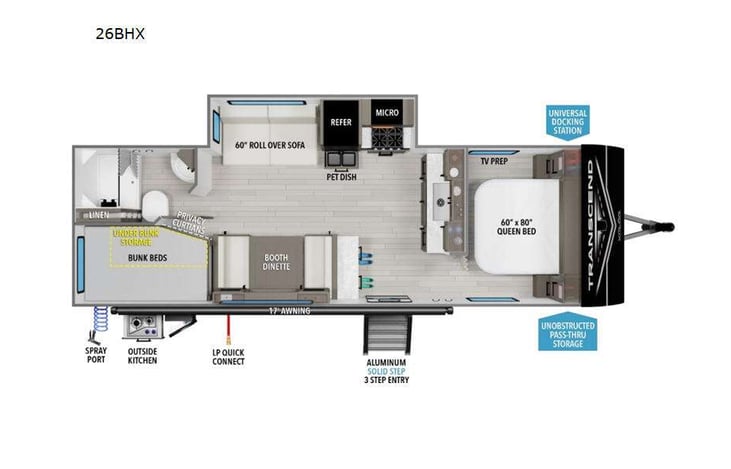 Representative floor plan provided by a trusted RVshare partner.