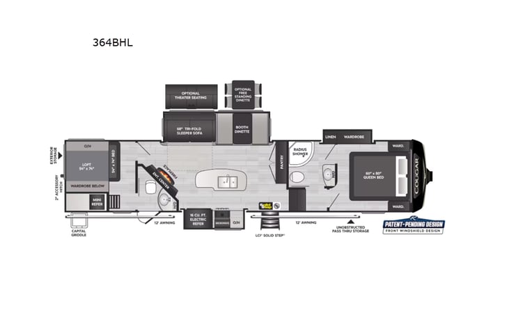 Representative floor plan provided by a trusted RVshare partner.