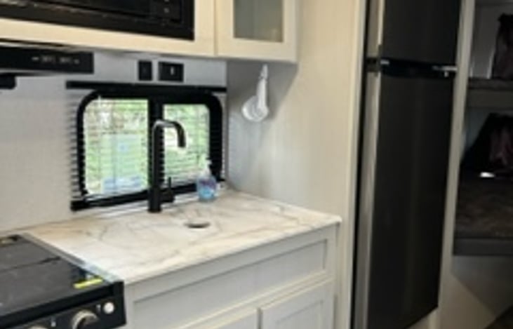 Sink doubles as counter space.