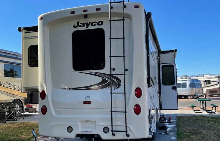 RV - back with open slide-outs