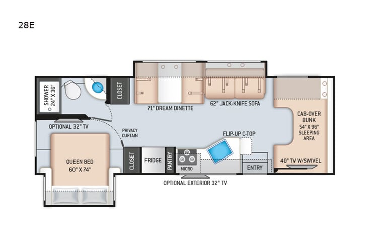 Representative floor plan provided by a trusted RVshare partner.
