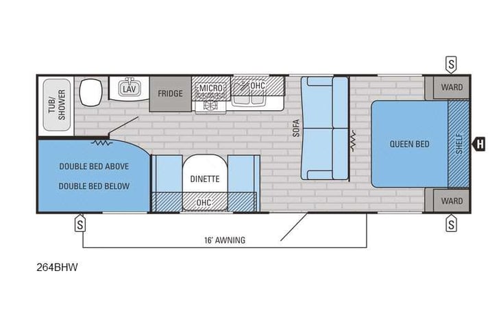Representative floor plan provided by a trusted RVshare partner.