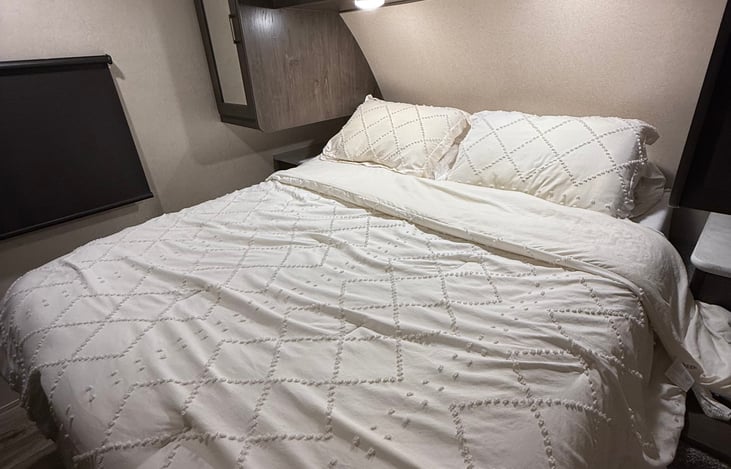 Queen Master bed. Bring your own sheets, bedding, and pillows!