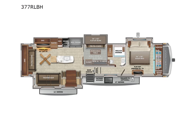 Representative floor plan provided by a trusted RVshare partner.
