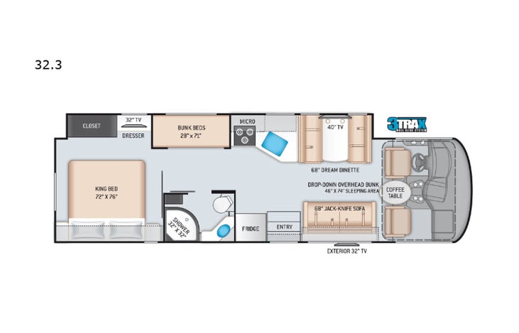 Representative floor plan provided by a trusted RVshare partner.