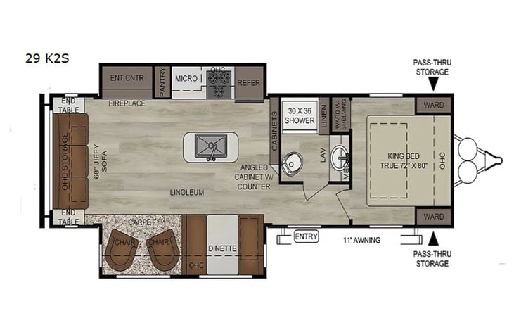 Representative floor plan provided by a trusted RVshare partner.