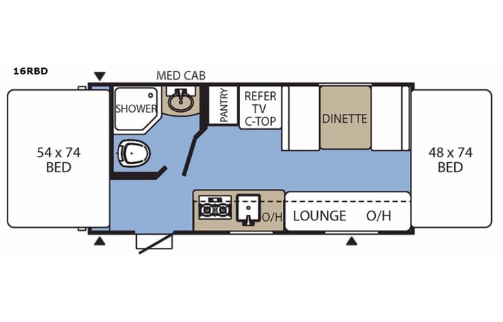 Representative floor plan provided by a trusted RVshare partner.