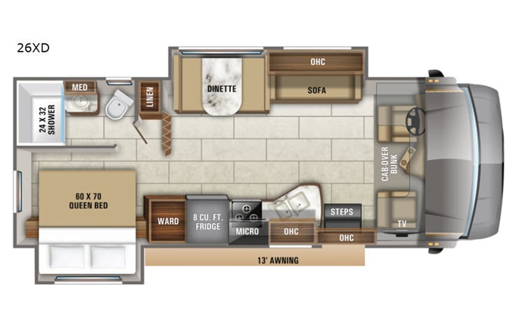Representative floor plan provided by a trusted RVshare partner.