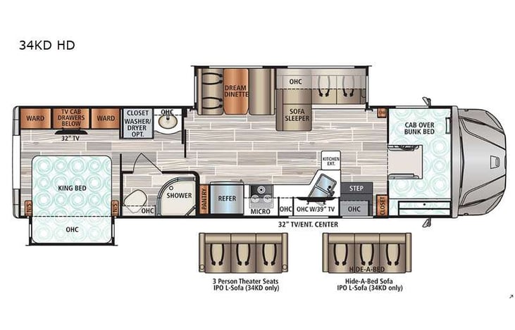 Representative floor plan provided by a trusted RVshare partner.