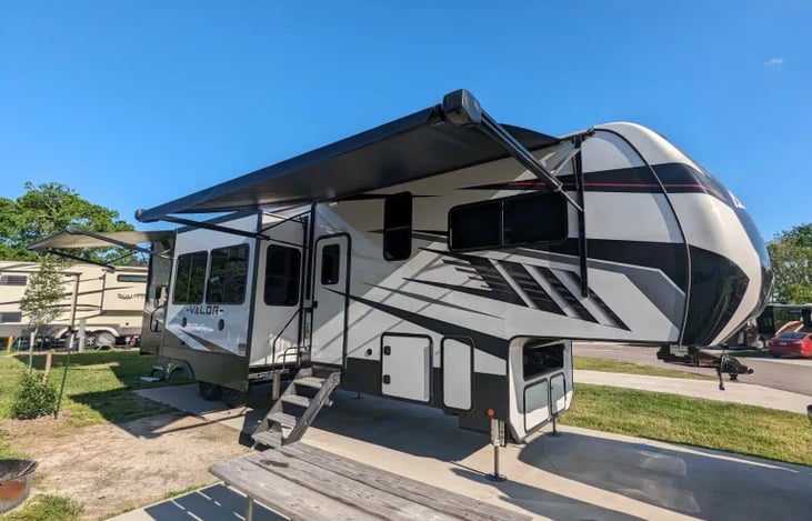RV has 3 slides, awnings, and outside led lighting.