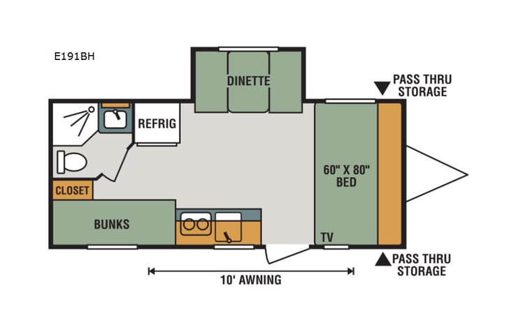 Representative floor plan provided by a trusted RVshare partner.