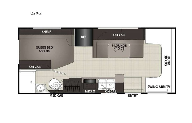 Representative floor plan provided by a trusted RVshare partner.