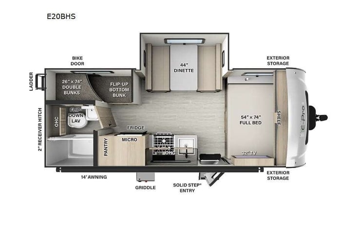 Representative floor plan provided by a trusted RVshare partner.