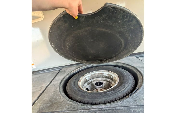 Spare tire in back storage