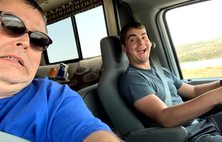 My copilot - Riley. He loves to drive.