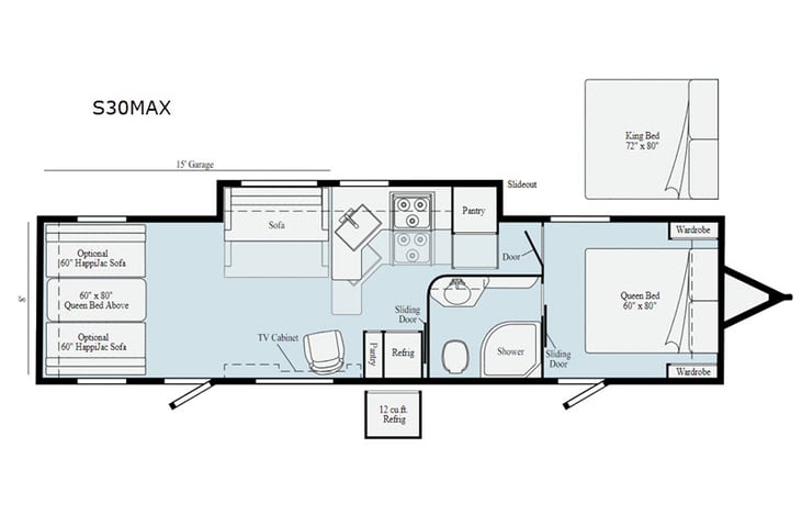 Representative floor plan provided by a trusted RVshare partner.