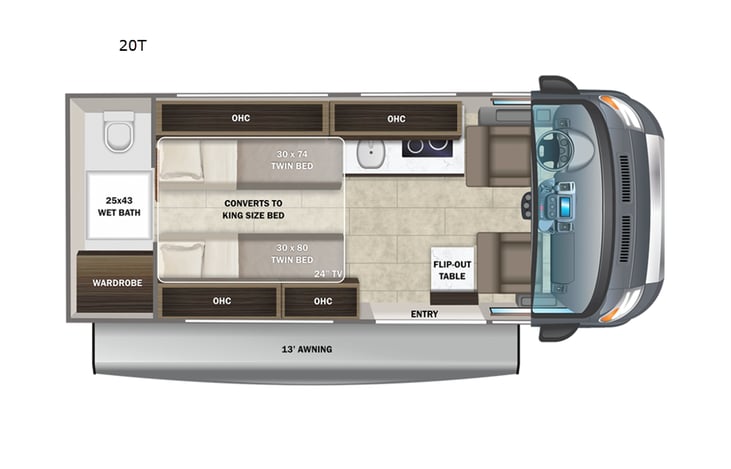 Representative floor plan provided by a trusted RVshare partner.