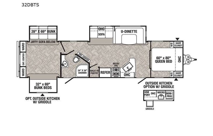 Representative floor plan provided by a trusted RVshare partner.
